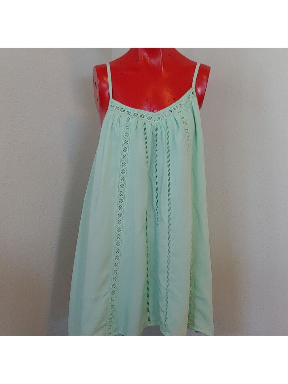 Bohemian Mint Green Embroidered Camisole Dress, Medium, NWT
